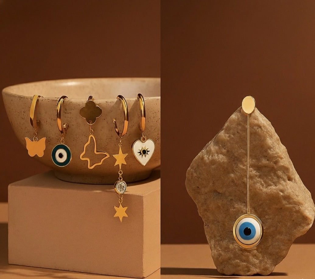 Golden Charm Mix-Match Earring Set