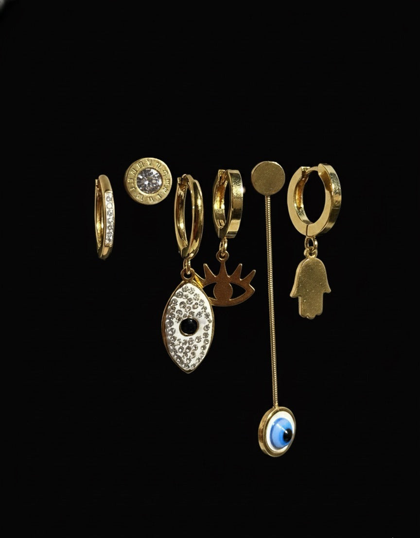 Evil-eye Charm Mix-Match Earring Set