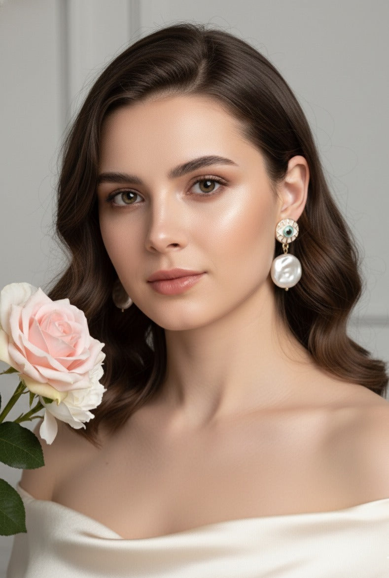 Evil-eye Pearl-Drop Earrings