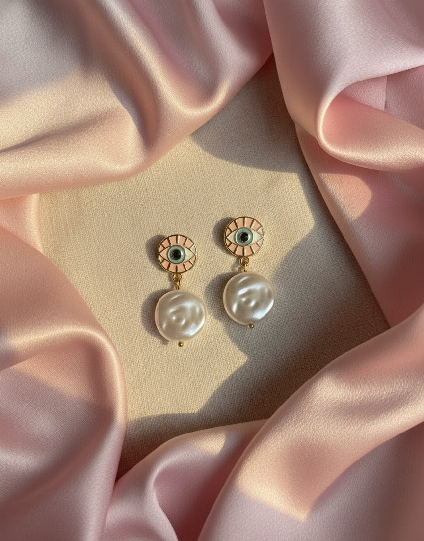 Evil-eye Pearl-Drop Earrings