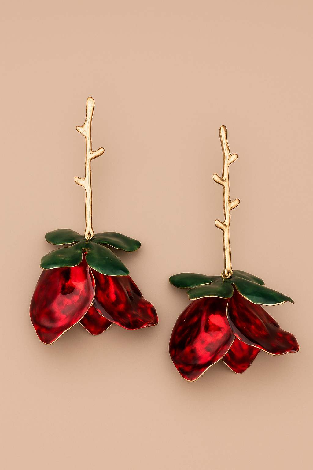 Crimson Bloom Drop Earrings