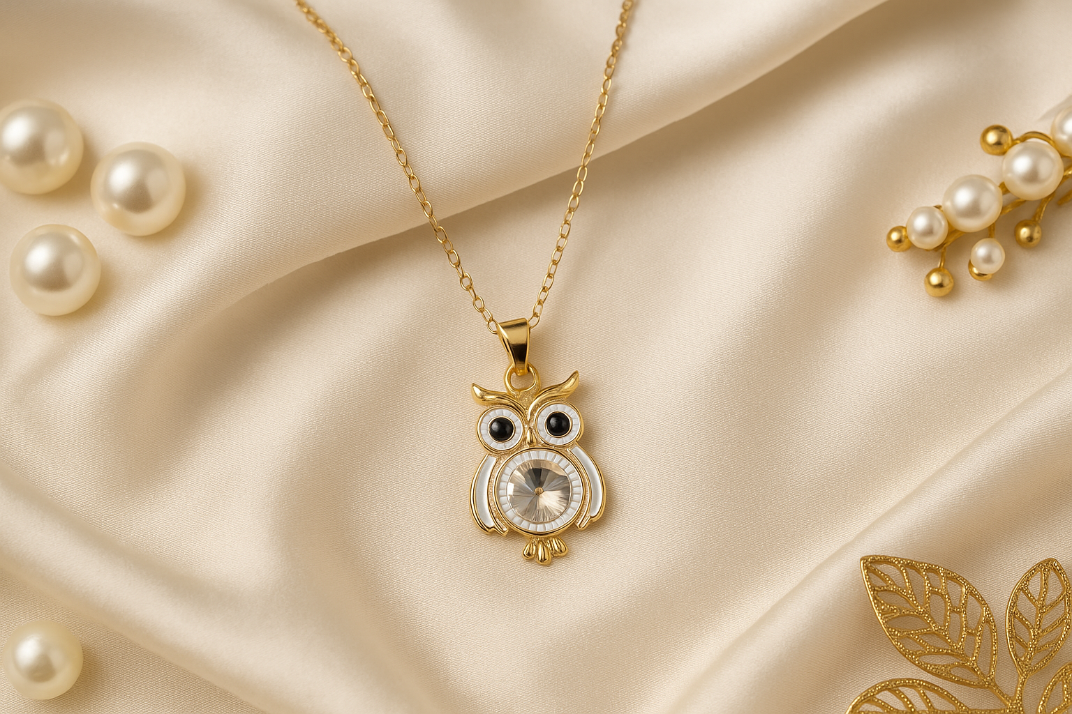 Golden Owl Crystal Necklace
