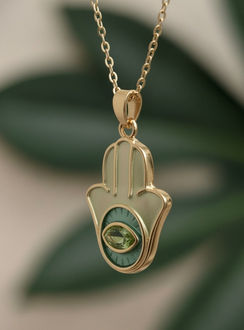 Golden Hamsa Aura Necklace