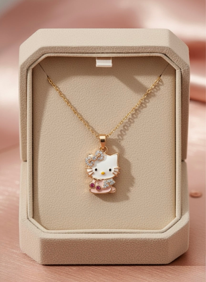 Sweet Bow Kitty Pendant Necklace