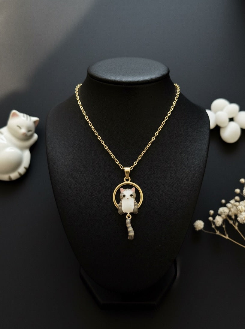 Whisker Charm Cat Pendant Necklace