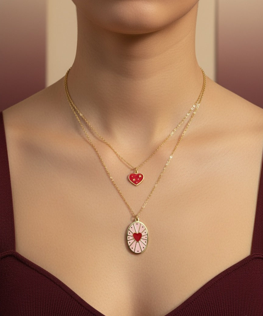 Dual-chain Heart Charms Necklace