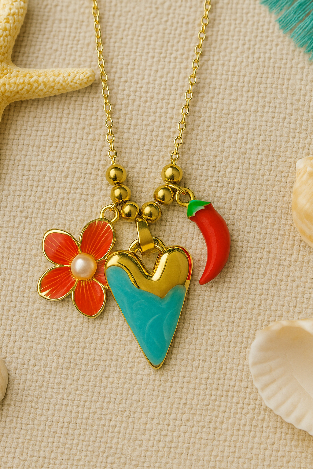 Tropical Charms Heart Necklace