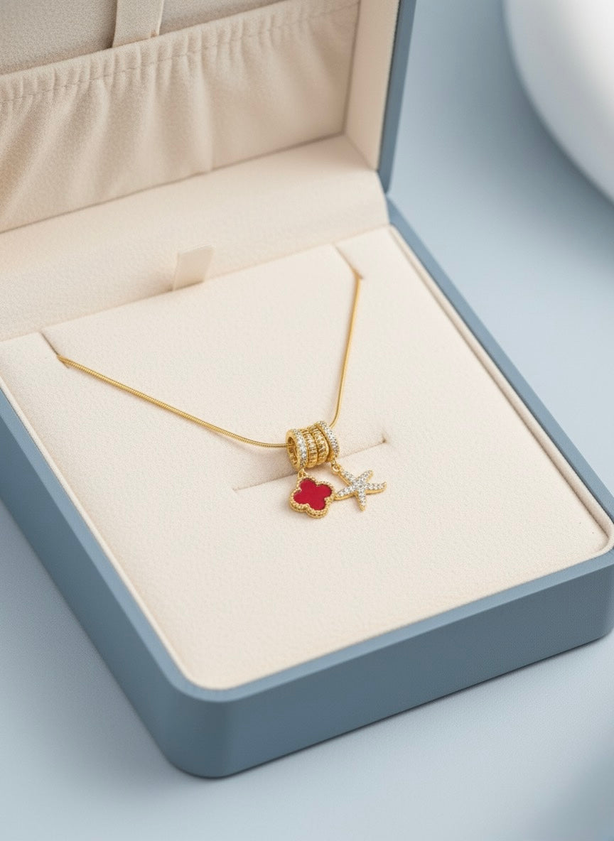Red Clover Starfish Necklace