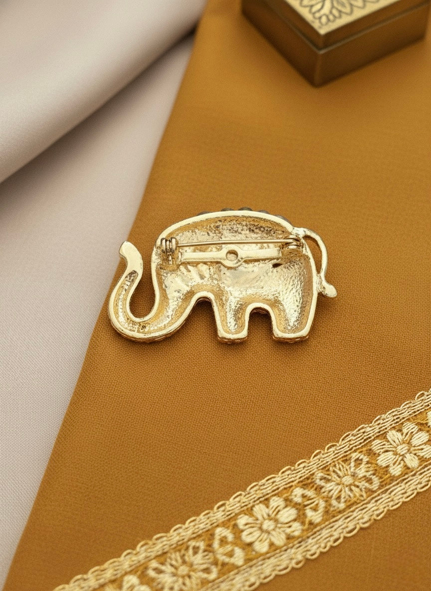 Regal Elephant Enamel Brooch