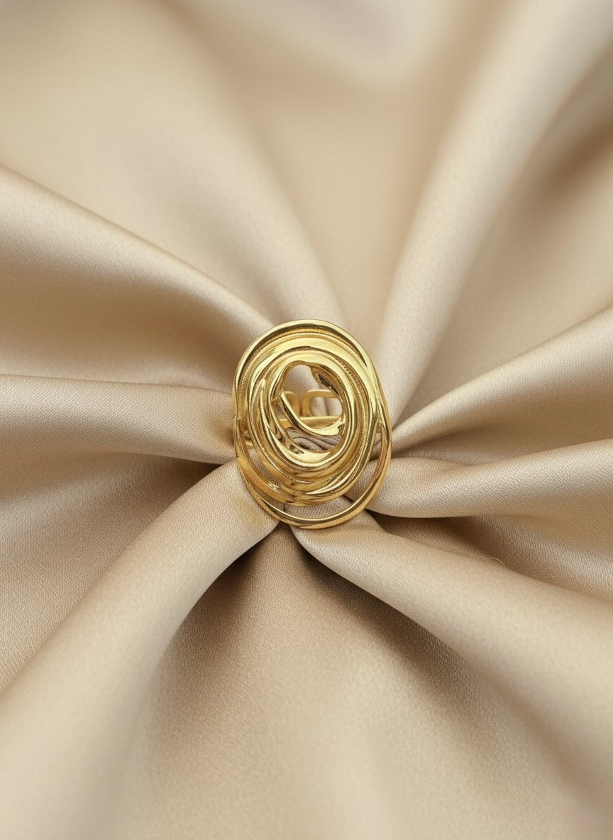 Golden Orbit Statement Ring