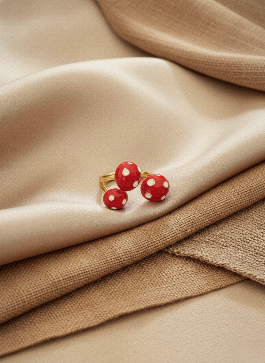 Playful Polka Mushroom Ring