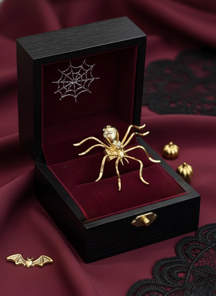 Golden Spider Statement Ring