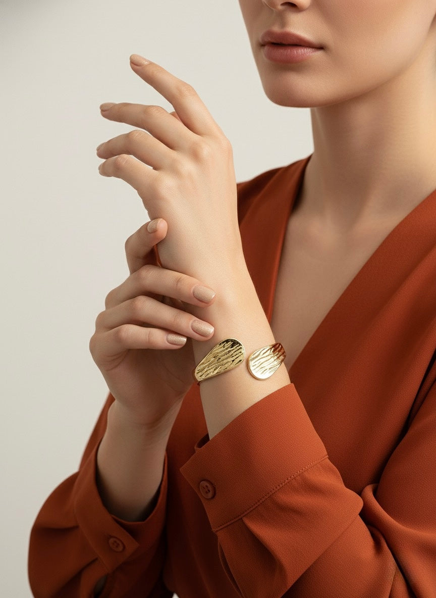 Aurora Hammered Open Cuff Bracelet