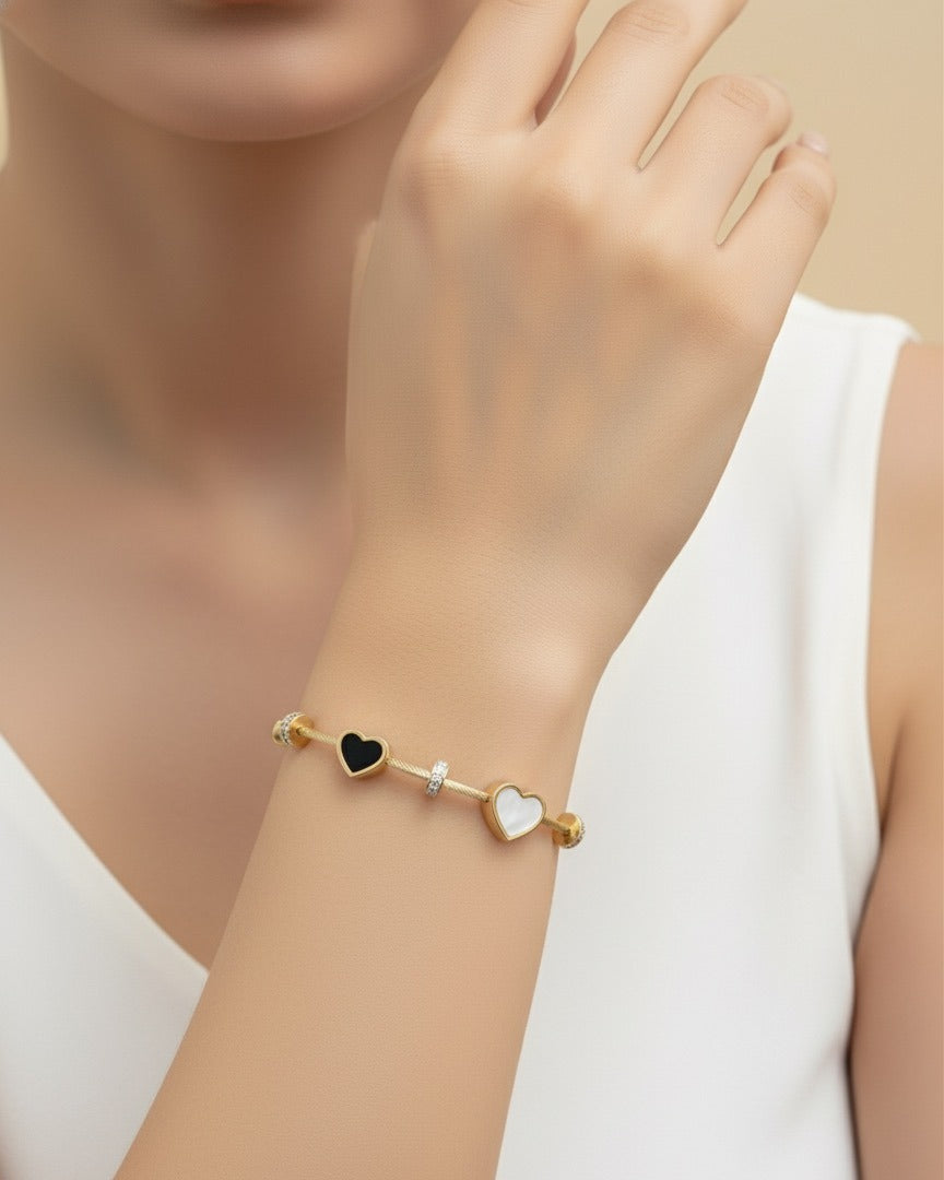 Eternal Duo Heart Cable Bracelet